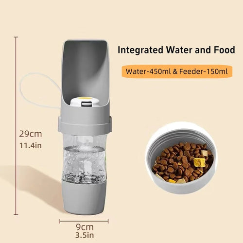 Portable Dog and Cat Water Bottle with Food Storage