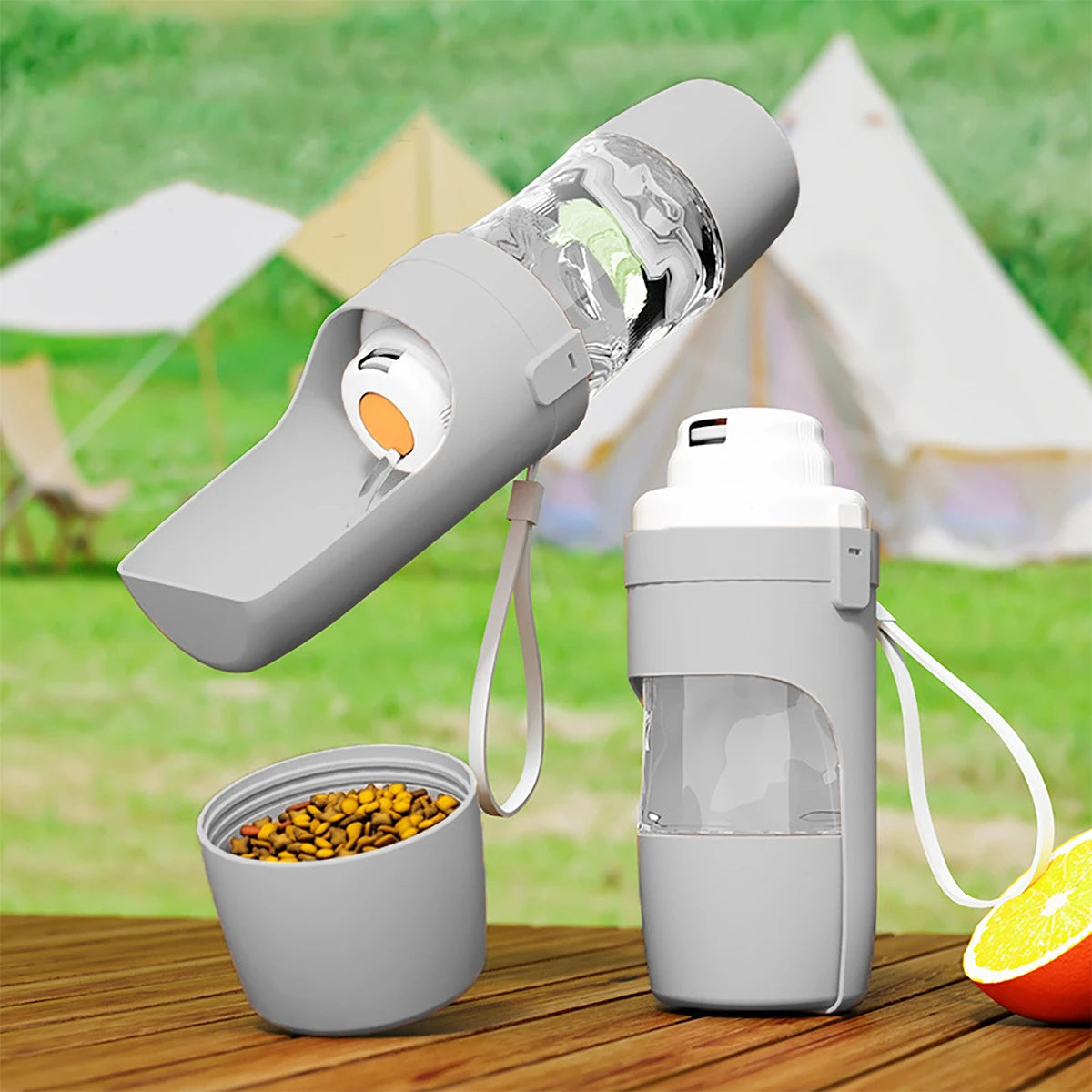Portable Dog and Cat Water Bottle with Food Storage